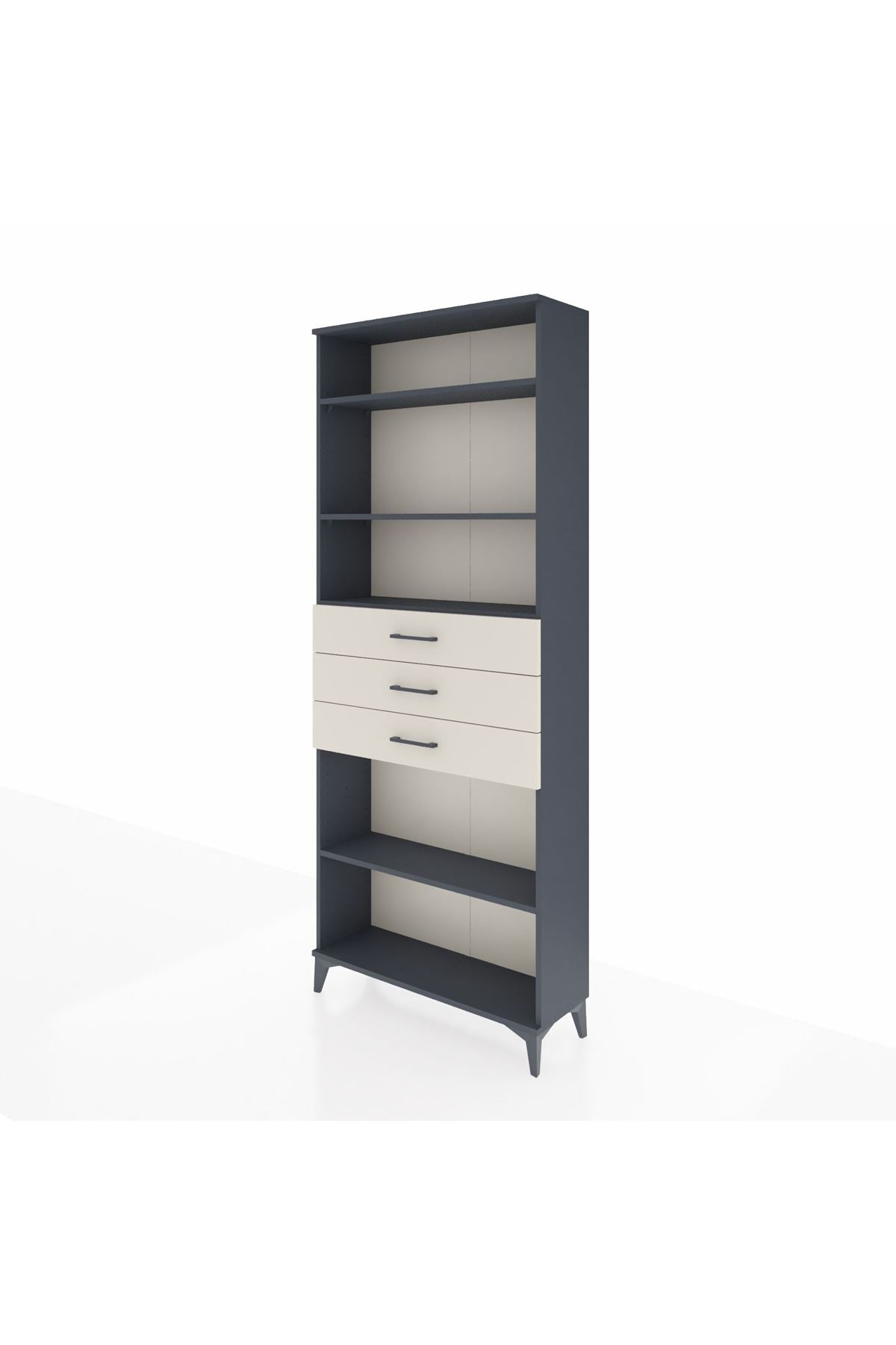 Arges Dolap 4 Raflı 3 Çekmeceli 88x30x221 Antrasit-Aytaşı