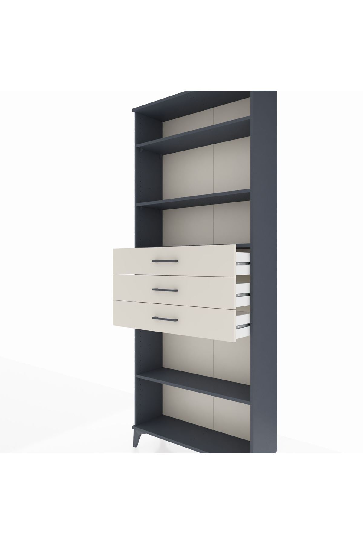 Arges Dolap 4 Raflı 3 Çekmeceli 88x30x221 Antrasit-Aytaşı