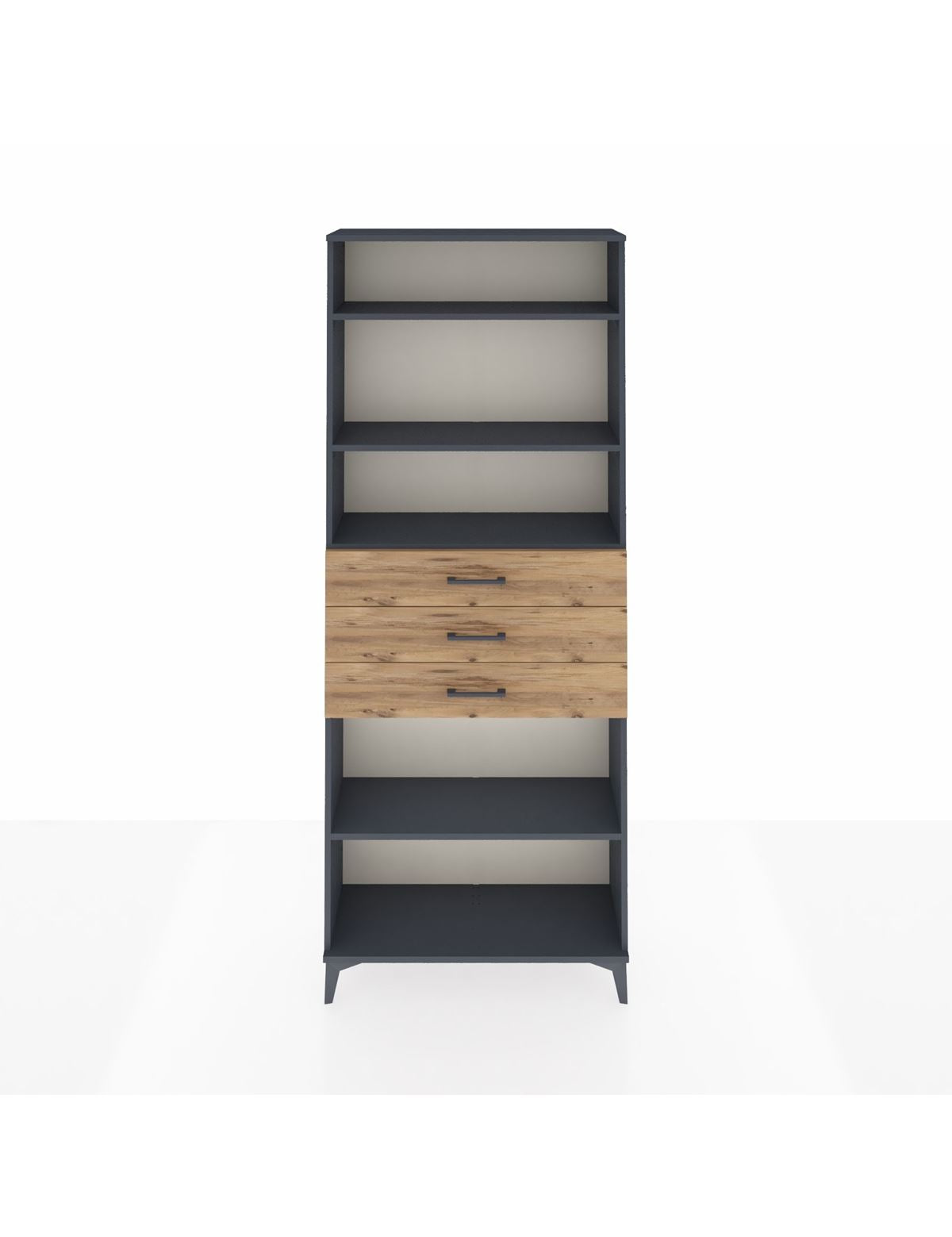 Arges Dolap 4 Raflı 3 Çekmeceli 88x30x221 Antrasit-Çam