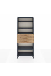 Arges Dolap 4 Raflı 3 Çekmeceli 88x30x221 Antrasit-Çam