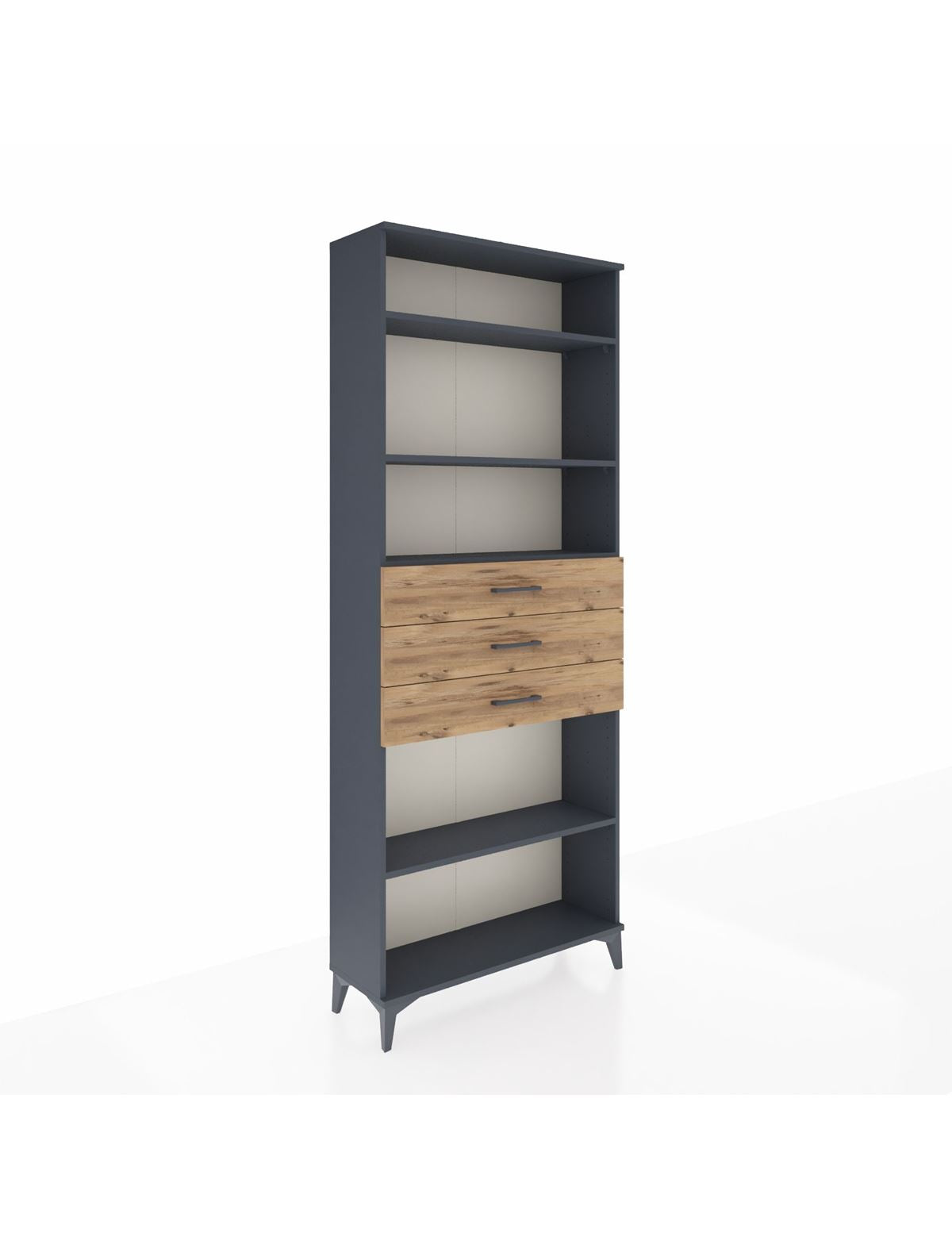 Arges Dolap 4 Raflı 3 Çekmeceli 88x30x221 Antrasit-Çam