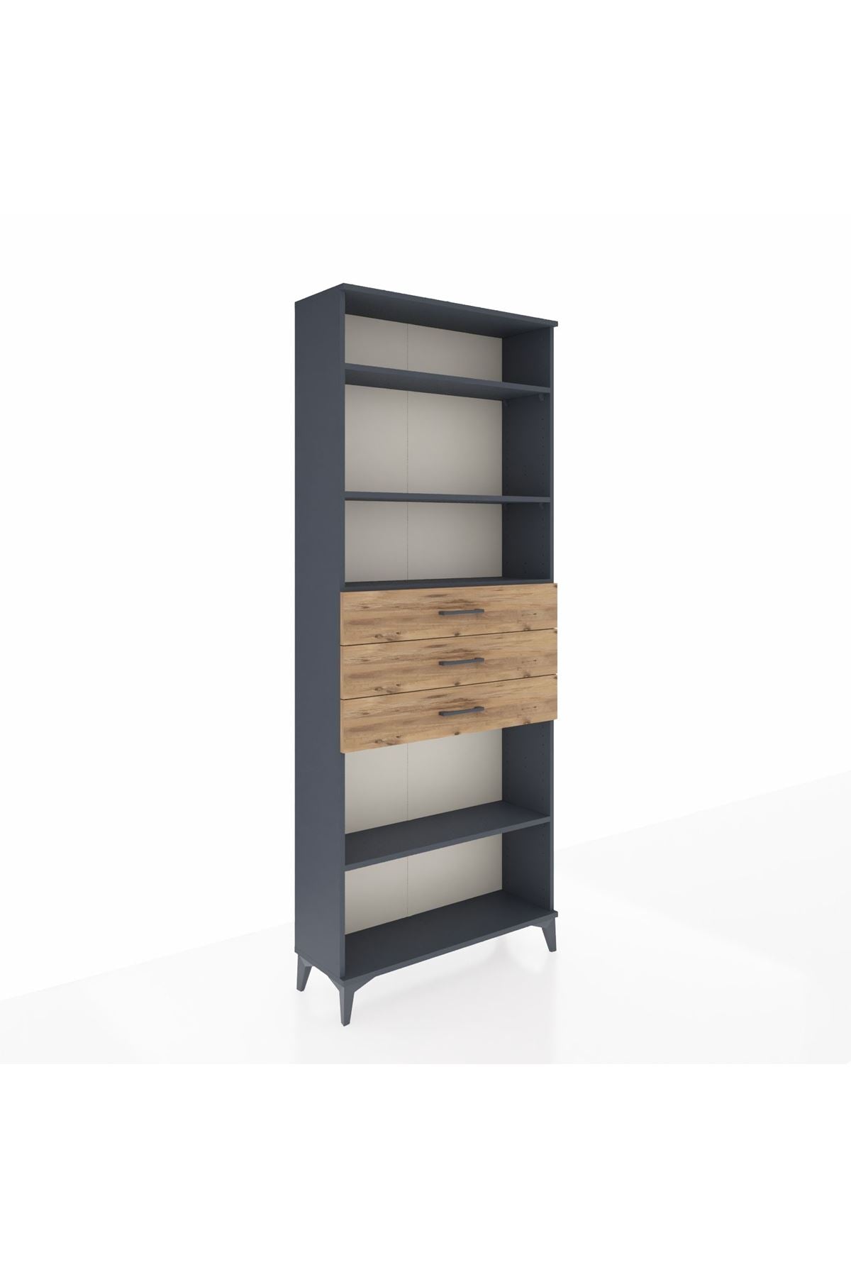 Arges Dolap 4 Raflı 3 Çekmeceli 88x30x221 Antrasit-Çam