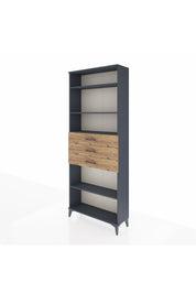 Arges Dolap 4 Raflı 3 Çekmeceli 88x30x221 Antrasit-Çam