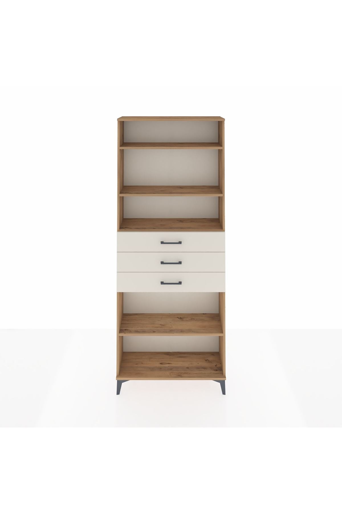 Arges Dolap 4 Raflı 3 Çekmeceli 88x30x221 Çam-Aytaşı