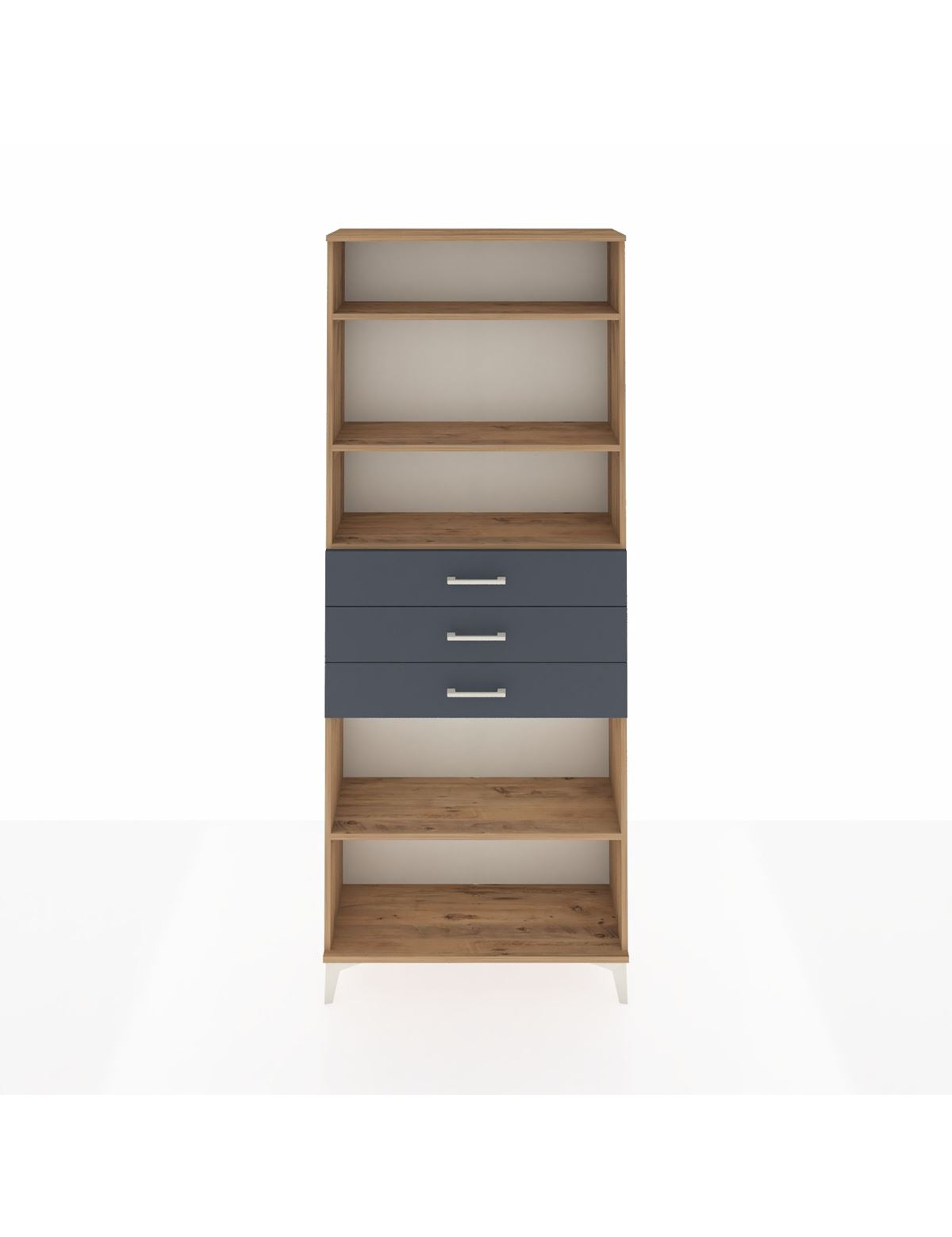 Arges Dolap 4 Raflı 3 Çekmeceli 88x30x221 Çam-Antrasit