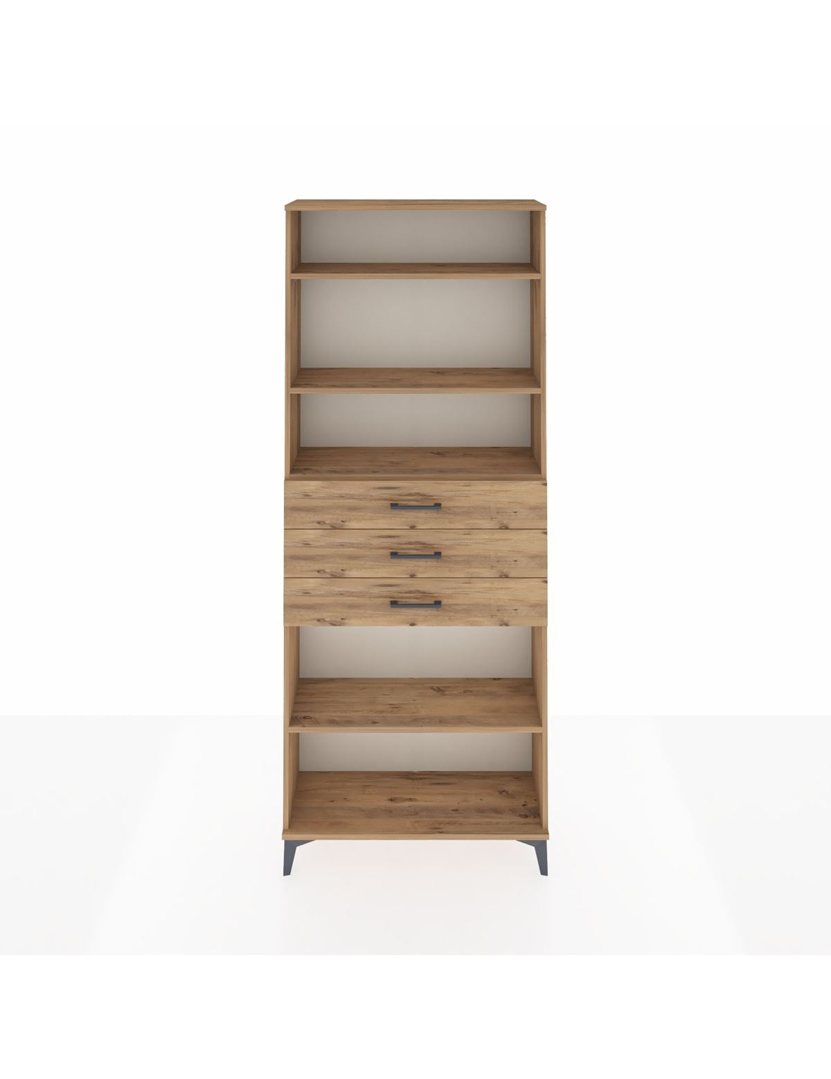 Arges Dolap 4 Raflı 3 Çekmeceli 88x30x221 Çam-Çam