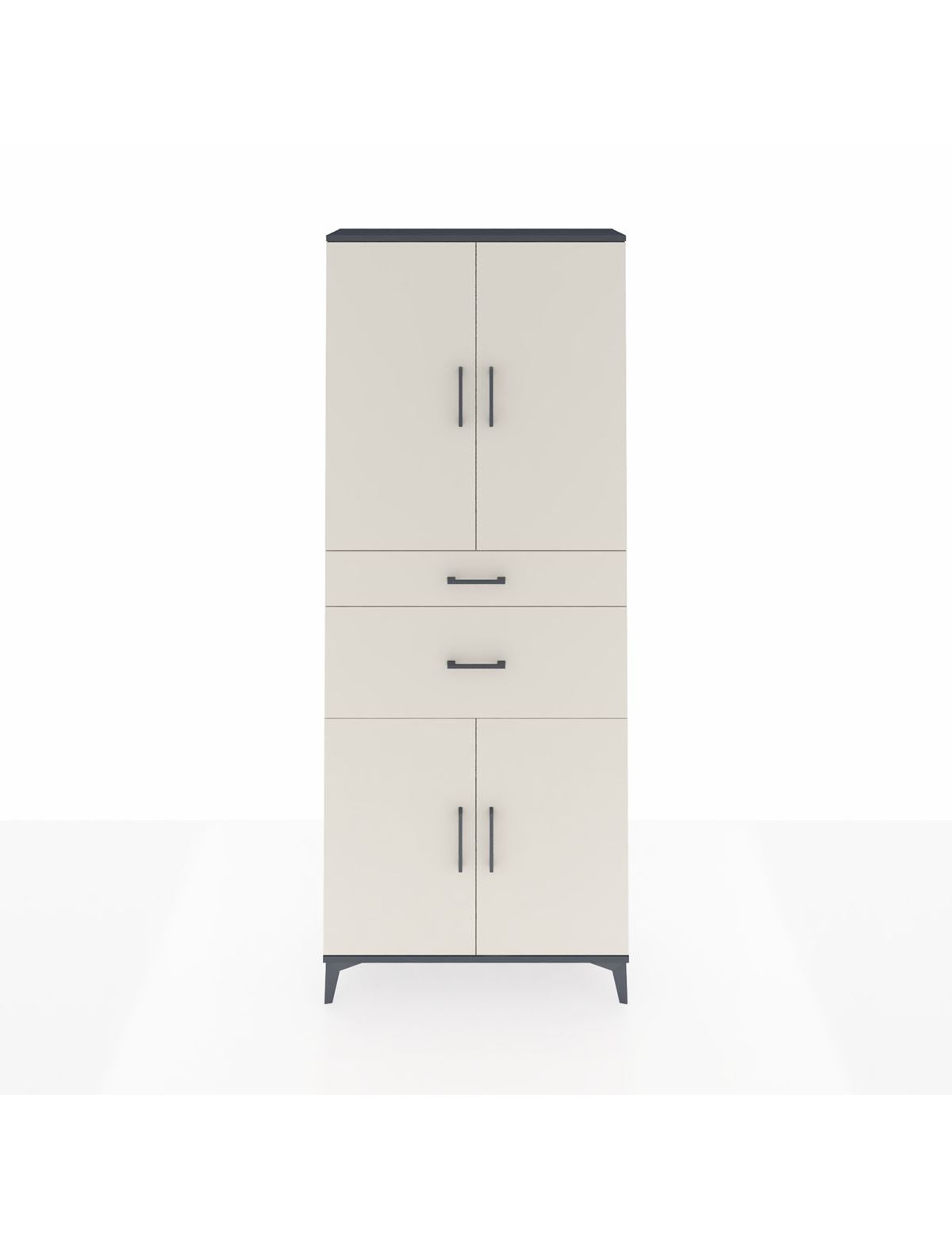 Arges Dolap 4 Raflı 2 Çekmeceli 4 Kapaklı 88x30x221 Antrasit-Aytaşı