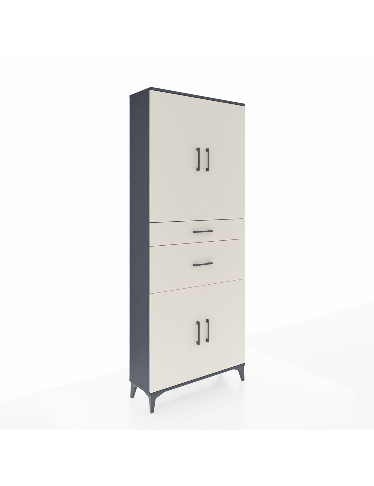 Arges Dolap 4 Raflı 2 Çekmeceli 4 Kapaklı 88x30x221 Antrasit-Aytaşı