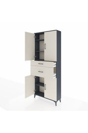 Arges Dolap 4 Raflı 2 Çekmeceli 4 Kapaklı 88x30x221 Antrasit-Aytaşı