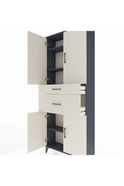 Arges Dolap 4 Raflı 2 Çekmeceli 4 Kapaklı 88x30x221 Antrasit-Aytaşı