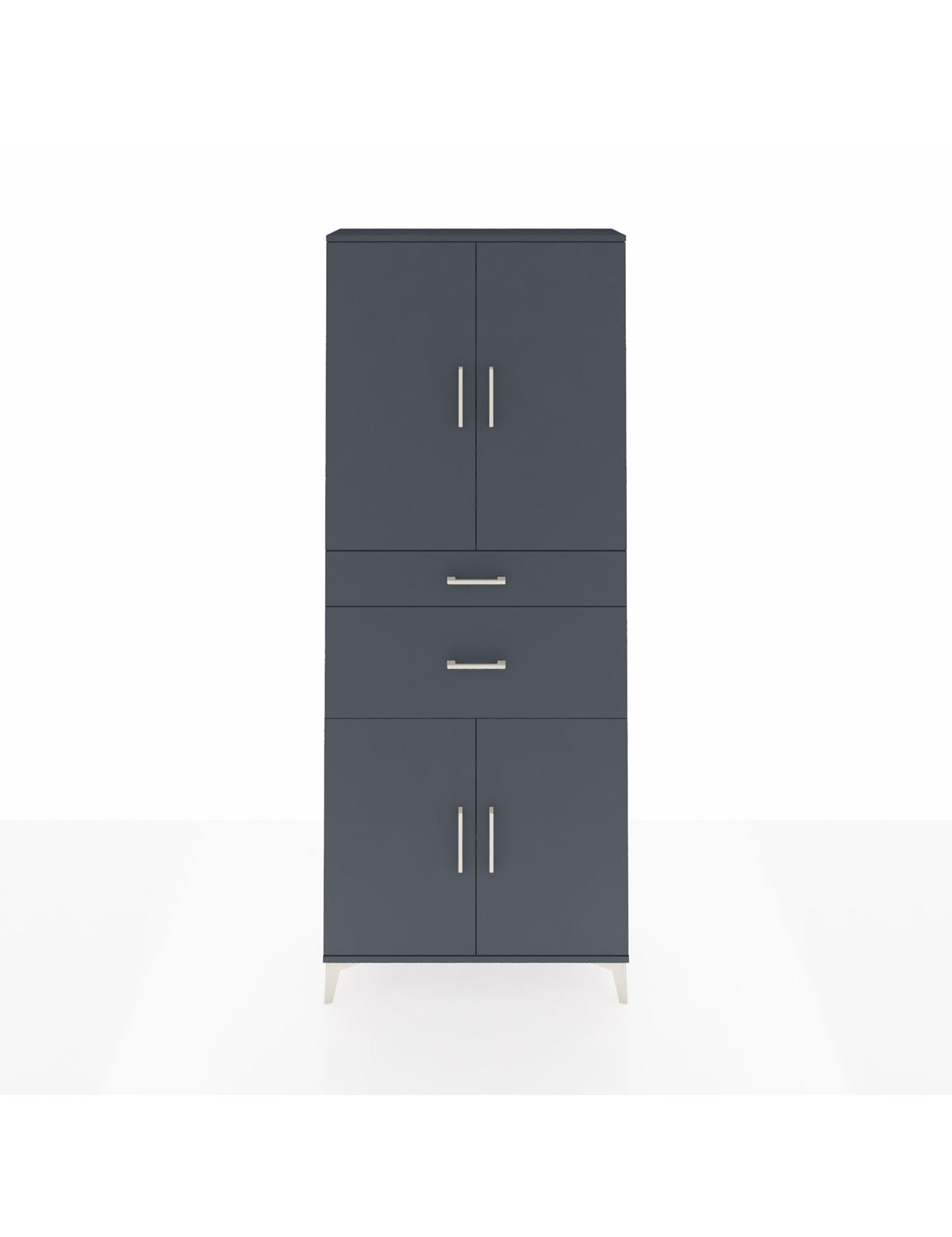 Arges Dolap 4 Raflı 2 Çekmeceli 4 Kapaklı 88x30x221 Antrasit-Antrasit