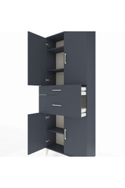 Arges Dolap 4 Raflı 2 Çekmeceli 4 Kapaklı 88x30x221 Antrasit-Antrasit