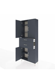 Arges Dolap 4 Raflı 2 Çekmeceli 4 Kapaklı 88x30x221 Antrasit-Antrasit