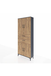 Arges Dolap 4 Raflı 2 Çekmeceli 4 Kapaklı 88x30x221 Antrasit-Çam