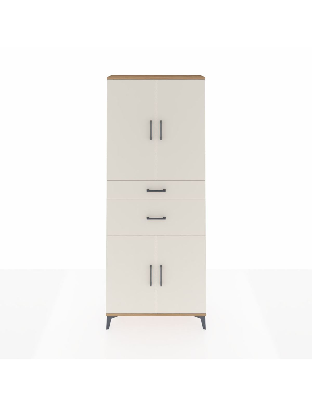 Arges Dolap 4 Raflı 2 Çekmeceli 4 Kapaklı 88x30x221 Çam-Aytaşı