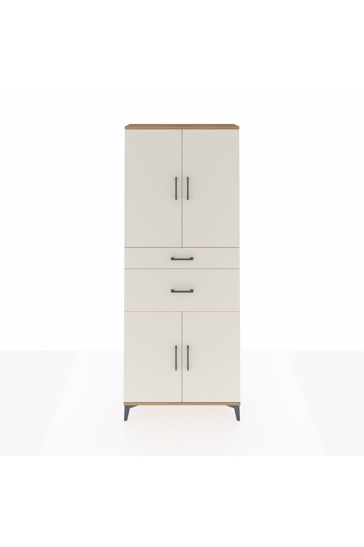 Arges Dolap 4 Raflı 2 Çekmeceli 4 Kapaklı 88x30x221 Çam-Aytaşı