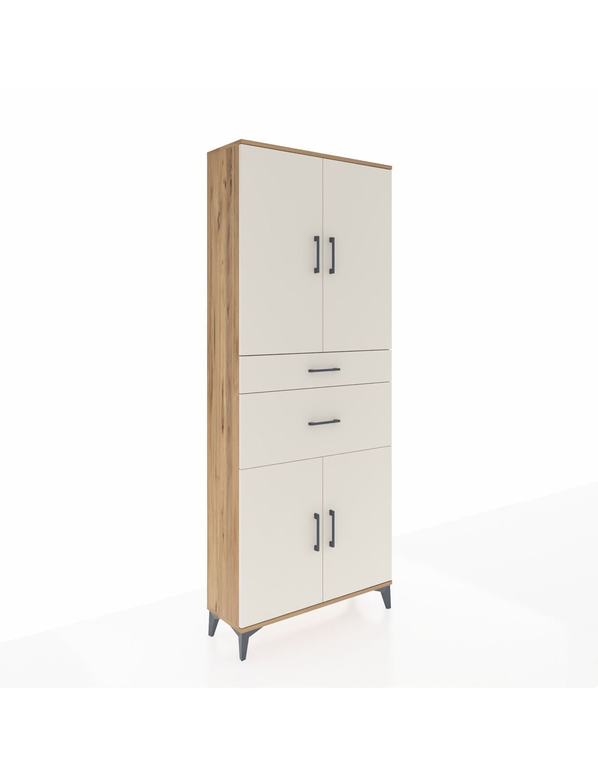 Arges Dolap 4 Raflı 2 Çekmeceli 4 Kapaklı 88x30x221 Çam-Aytaşı