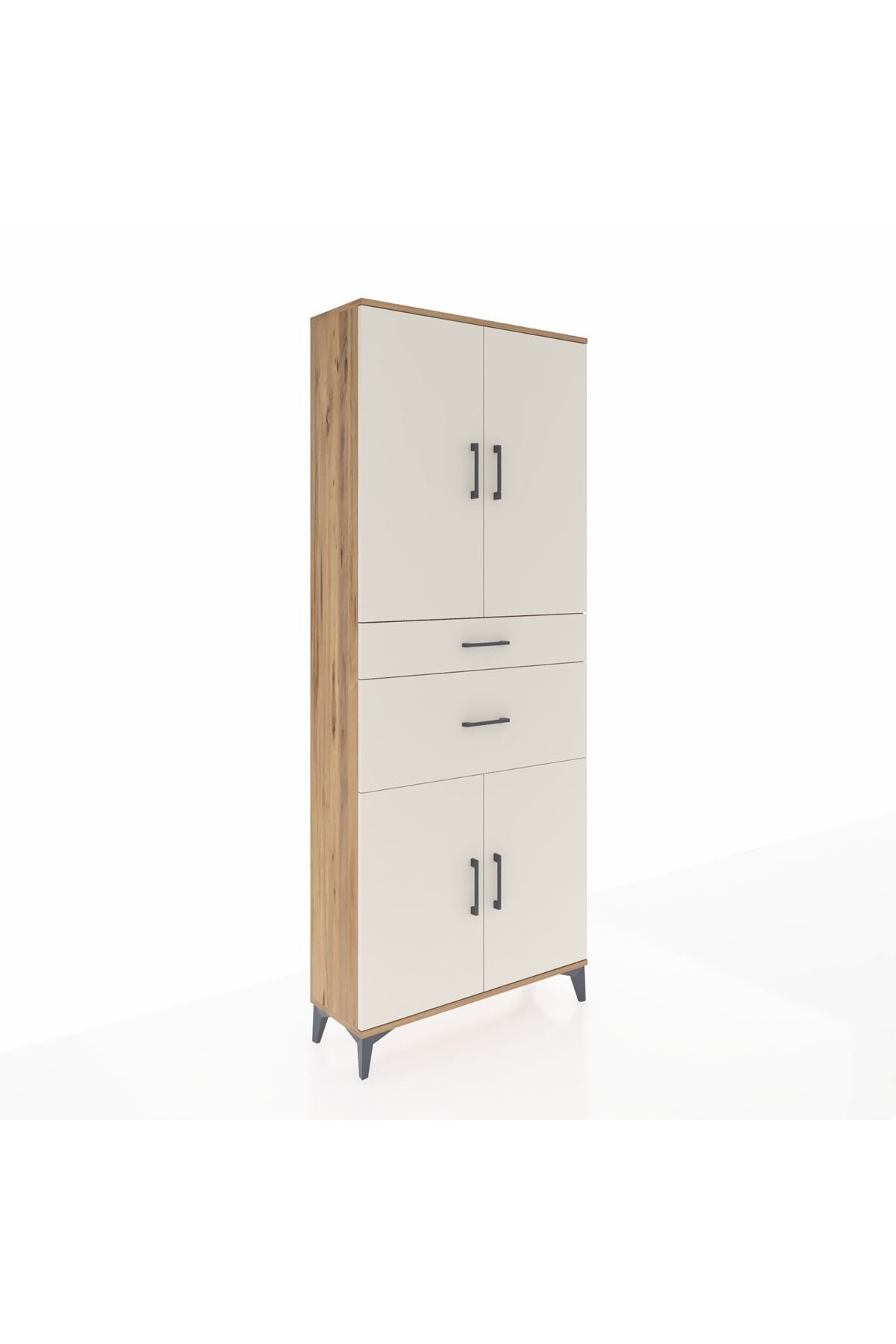 Arges Dolap 4 Raflı 2 Çekmeceli 4 Kapaklı 88x30x221 Çam-Aytaşı