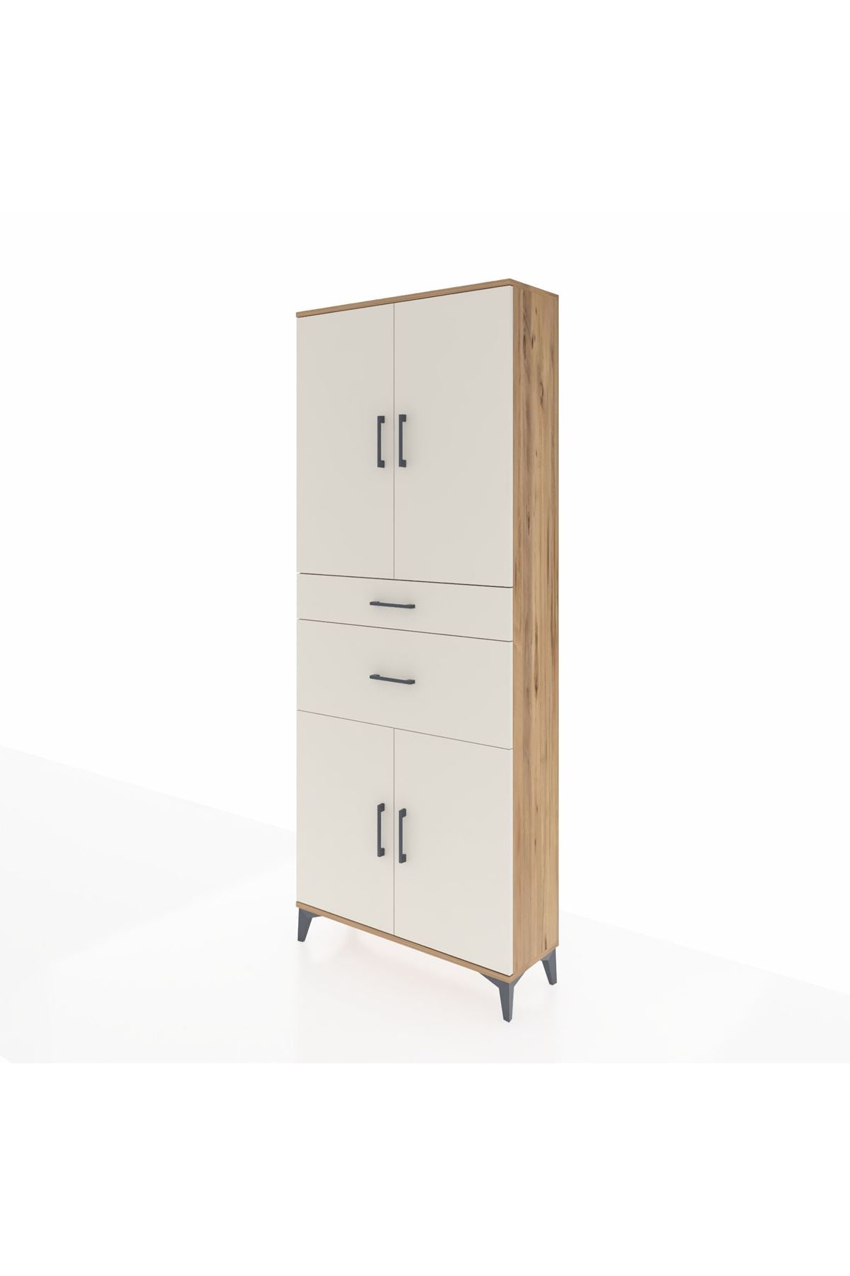 Arges Dolap 4 Raflı 2 Çekmeceli 4 Kapaklı 88x30x221 Çam-Aytaşı