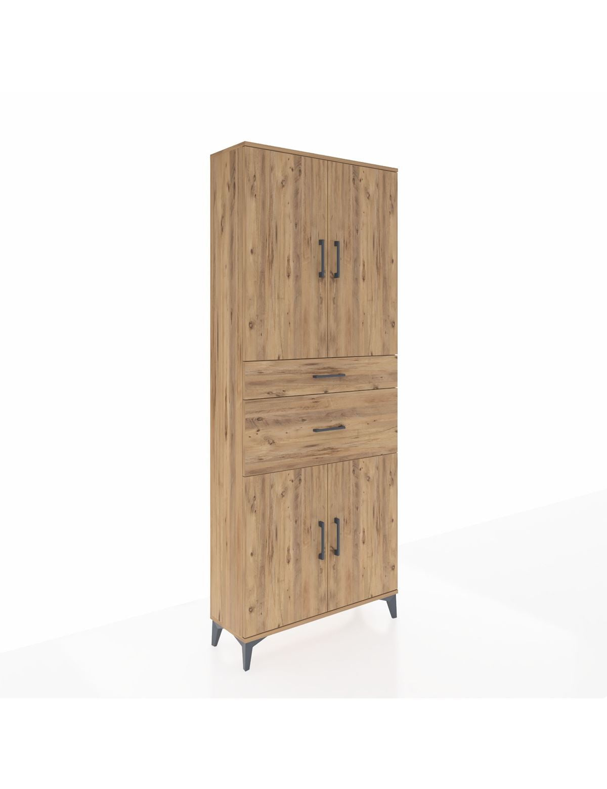 Arges Dolap 4 Raflı 2 Çekmeceli 4 Kapaklı 88x30x221 Çam-Çam