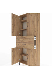 Arges Dolap 4 Raflı 2 Çekmeceli 4 Kapaklı 88x30x221 Çam-Çam