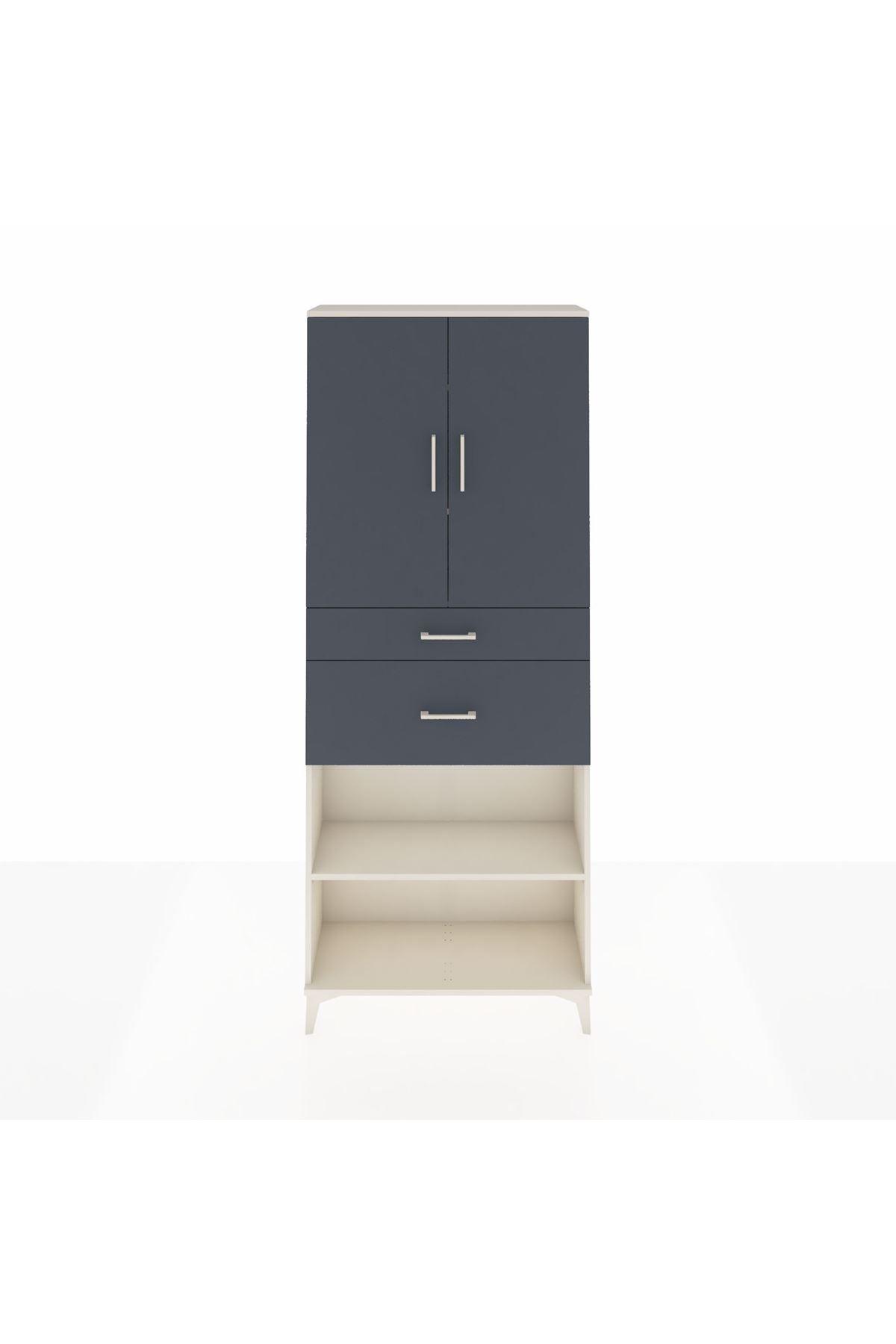 Arges Dolap 4 Raflı 2 Çekmeceli 2 Kapaklı 88x30x221 Aytaşı-Antrasit