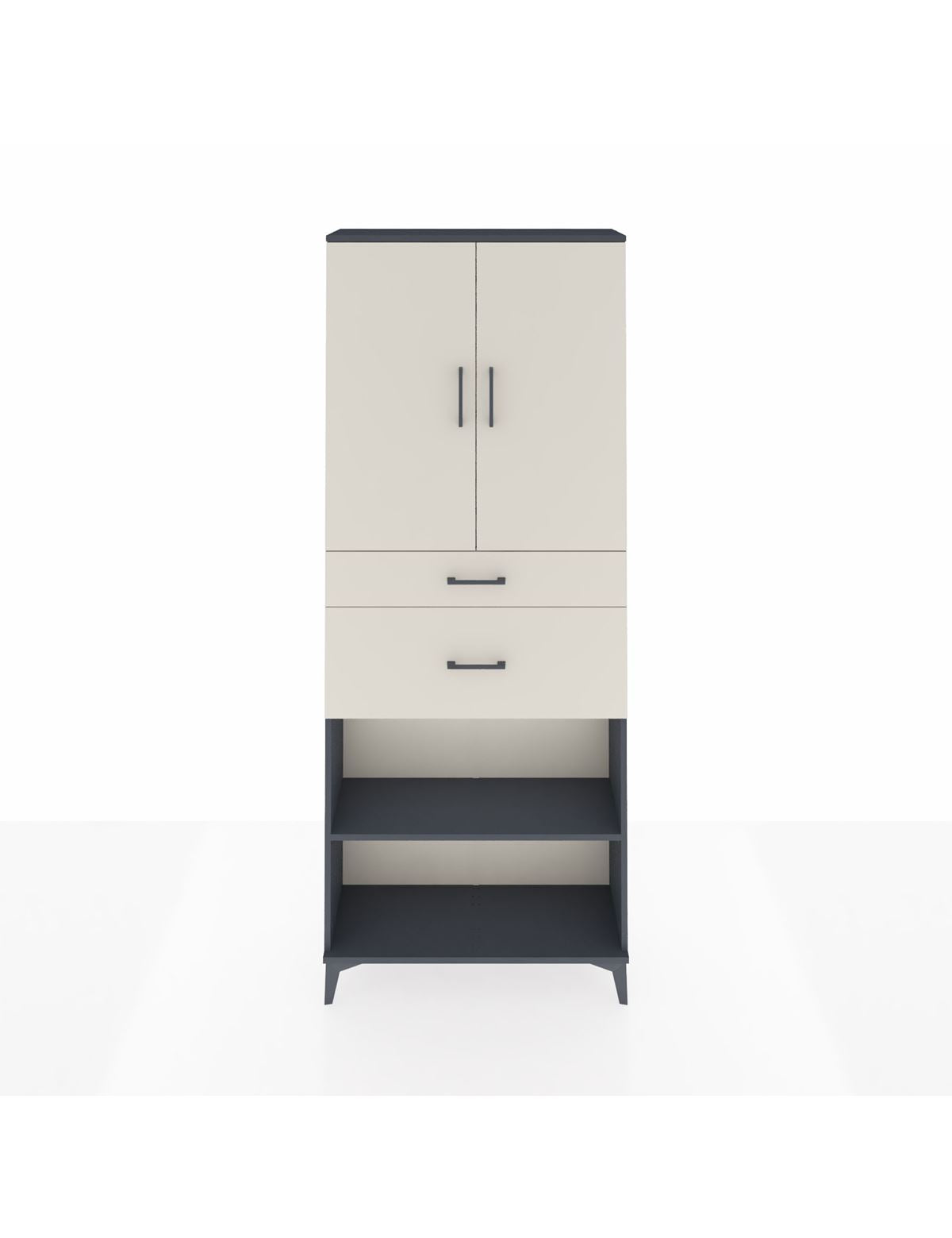 Arges Dolap 4 Raflı 2 Çekmeceli 2 Kapaklı 88x30x221 Antrasit-Aytaşı