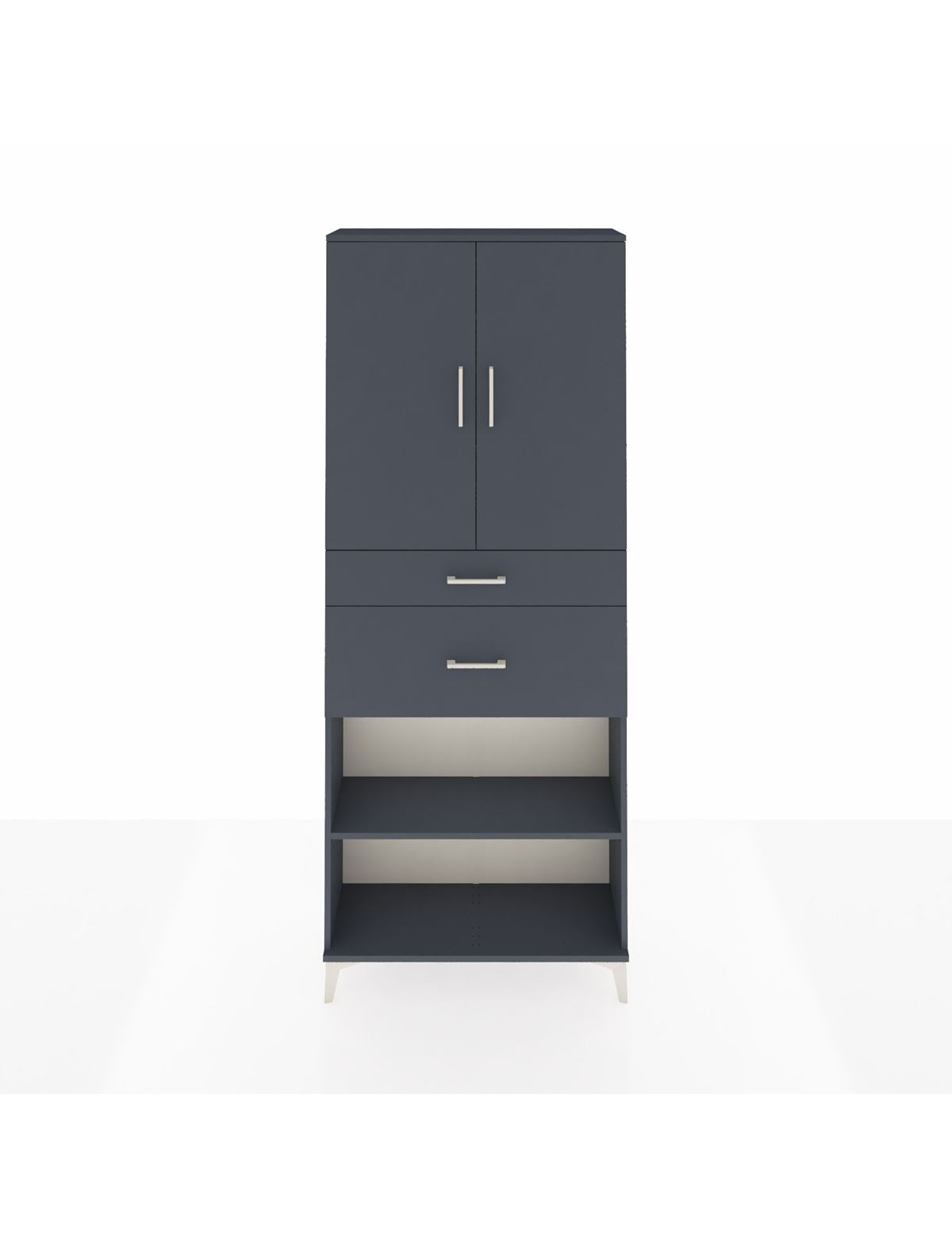 Arges Dolap 4 Raflı 2 Çekmeceli 2 Kapaklı 88x30x221 Antrasit-Antrasit