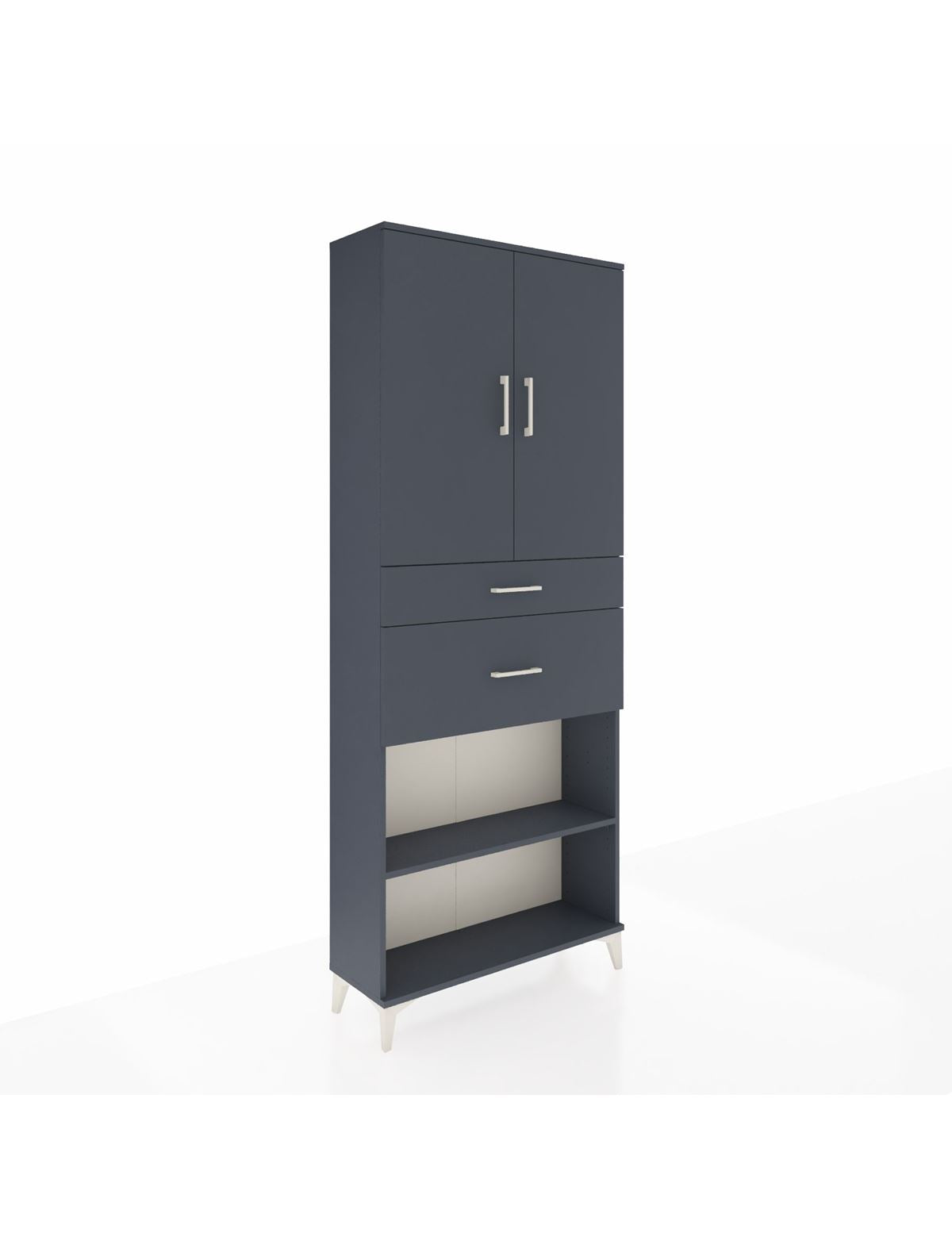 Arges Dolap 4 Raflı 2 Çekmeceli 2 Kapaklı 88x30x221 Antrasit-Antrasit