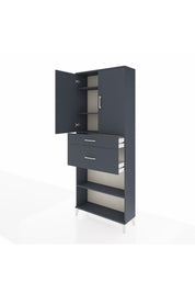 Arges Dolap 4 Raflı 2 Çekmeceli 2 Kapaklı 88x30x221 Antrasit-Antrasit