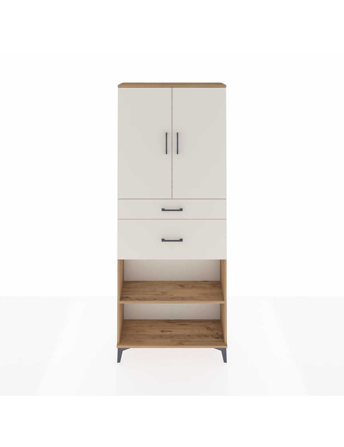 Arges Dolap 4 Raflı 2 Çekmeceli 2 Kapaklı 88x30x221 Çam-Aytaşı