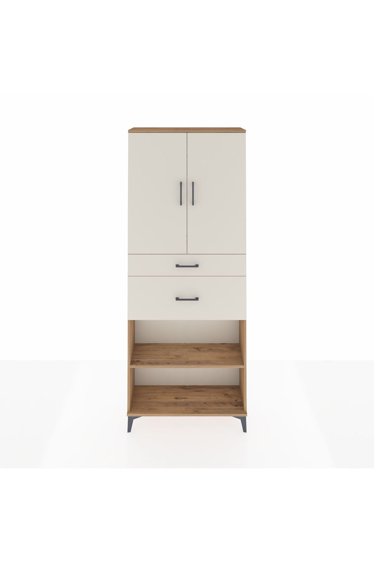 Arges Dolap 4 Raflı 2 Çekmeceli 2 Kapaklı 88x30x221 Çam-Aytaşı