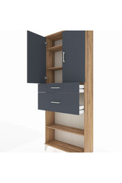 Arges Dolap 4 Raflı 2 Çekmeceli 2 Kapaklı 88x30x221 Çam-Antrasit