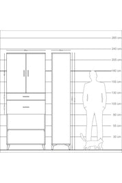 Arges Dolap 4 Raflı 2 Çekmeceli 2 Kapaklı 88x30x221 Çam-Çam