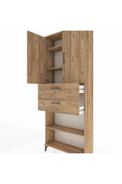 Arges Dolap 4 Raflı 2 Çekmeceli 2 Kapaklı 88x30x221 Çam-Çam
