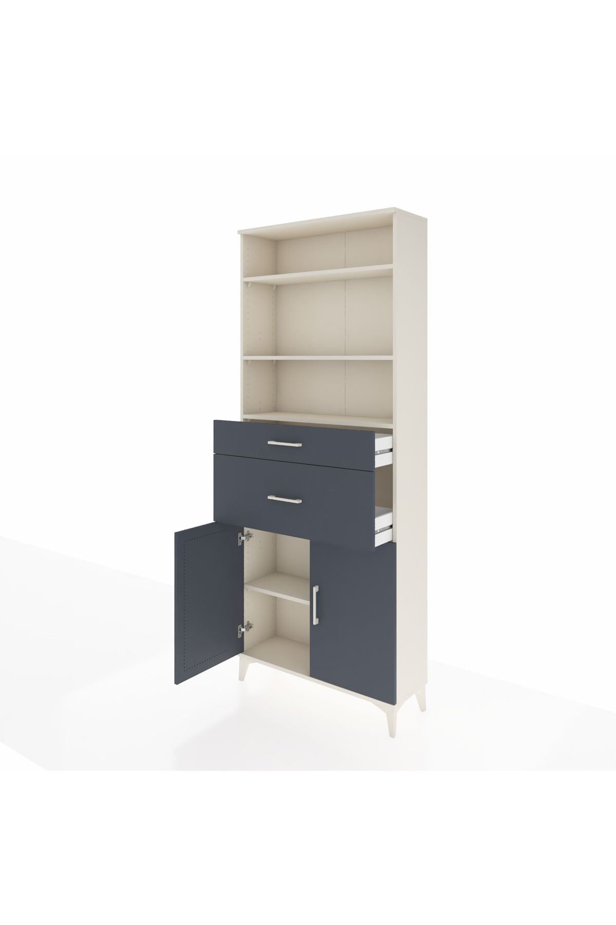 Arges Dolap 4 Raflı 2 Çekmeceli 2 Kapaklı 88x30x221 Aytaşı-Antrasit