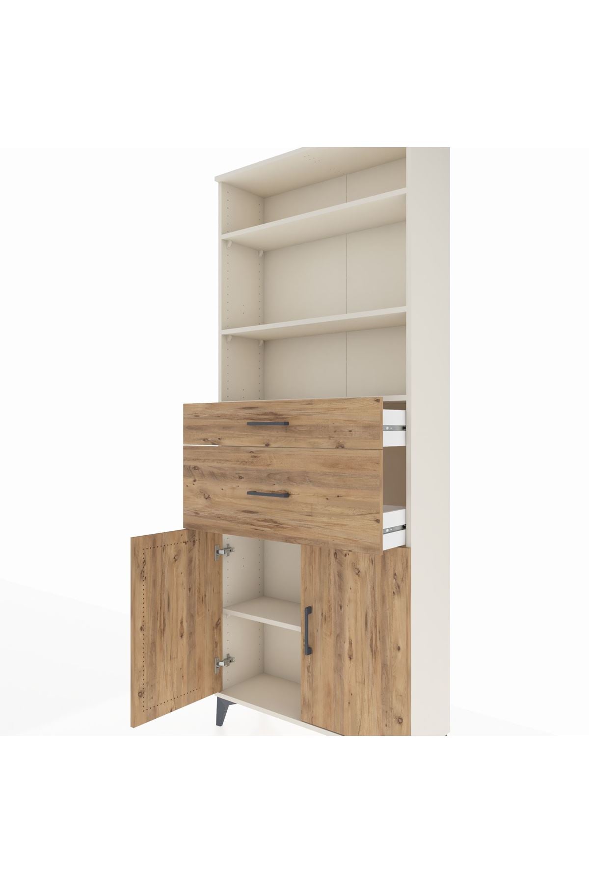 Arges Dolap 4 Raflı 2 Çekmeceli 2 Kapaklı 88x30x221 Aytaşı-Çam