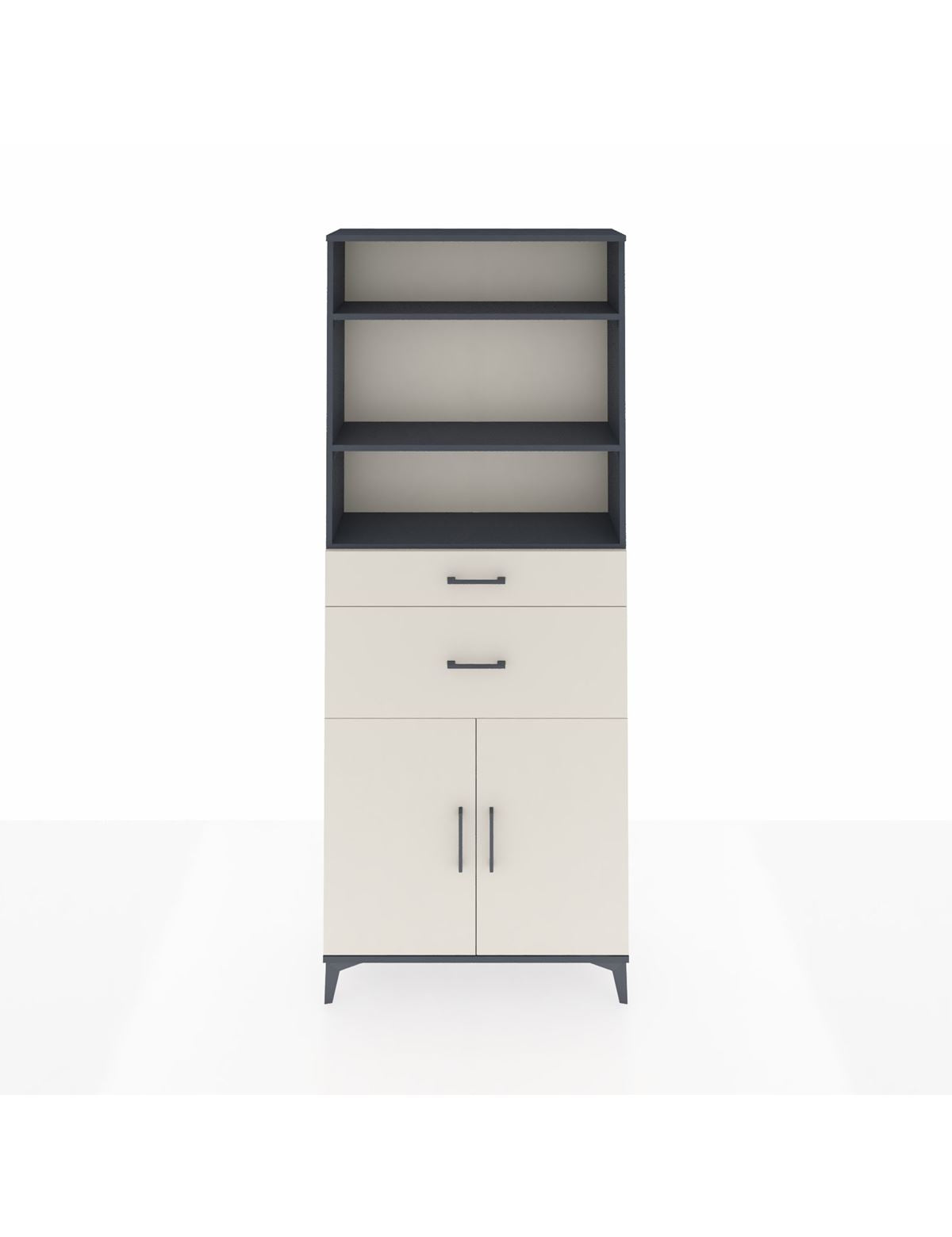 Arges Dolap 4 Raflı 2 Çekmeceli 2 Kapaklı 88x30x221 Antrasit-Aytaşı