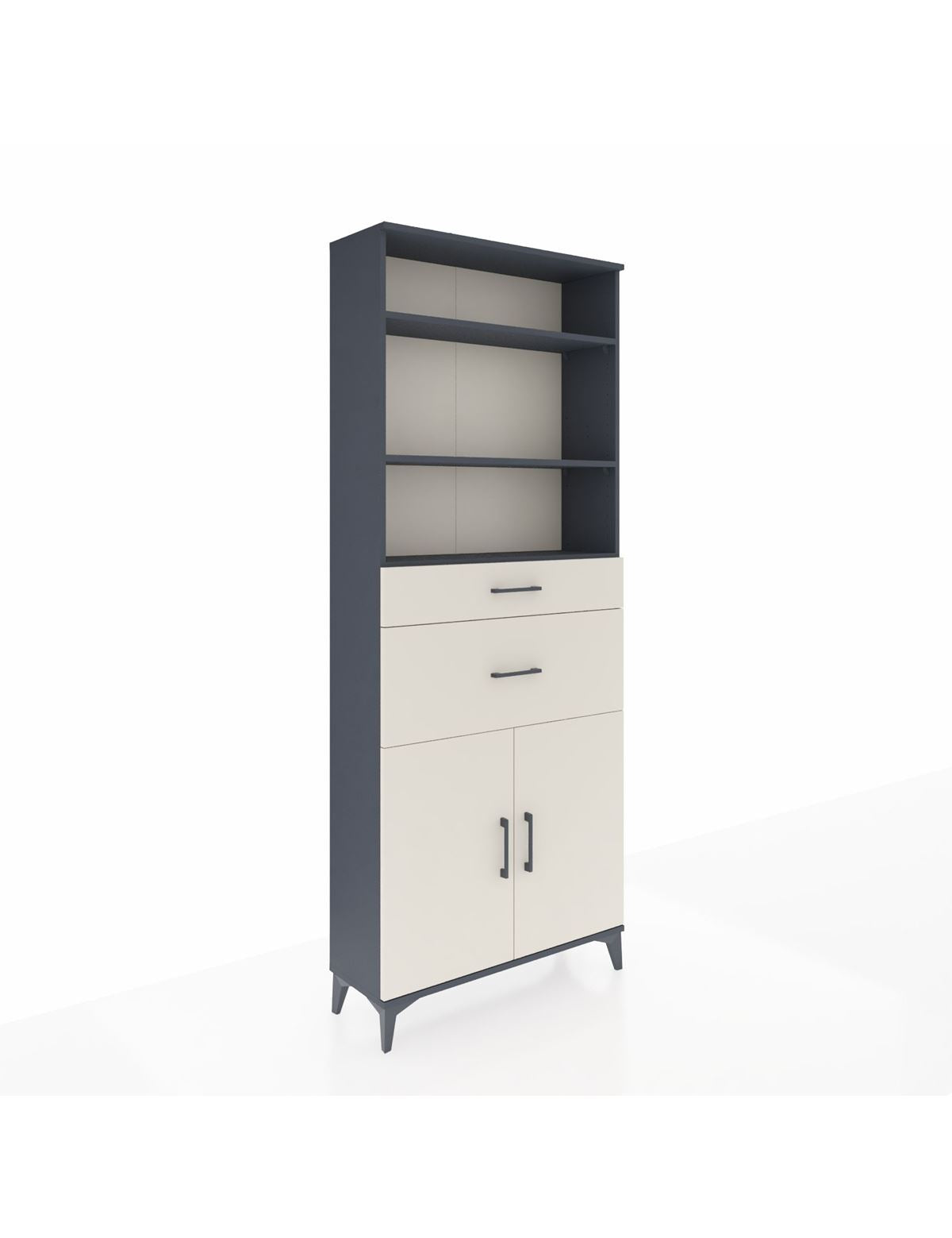 Arges Dolap 4 Raflı 2 Çekmeceli 2 Kapaklı 88x30x221 Antrasit-Aytaşı