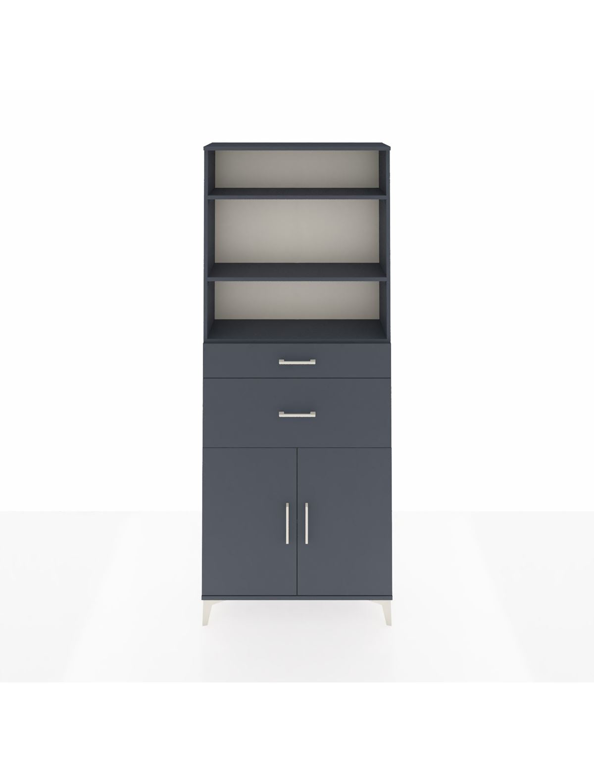 Arges Dolap 4 Raflı 2 Çekmeceli 2 Kapaklı 88x30x221 Antrasit-Antrasit