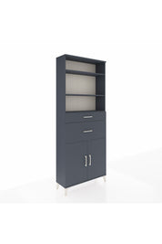 Arges Dolap 4 Raflı 2 Çekmeceli 2 Kapaklı 88x30x221 Antrasit-Antrasit