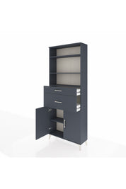 Arges Dolap 4 Raflı 2 Çekmeceli 2 Kapaklı 88x30x221 Antrasit-Antrasit