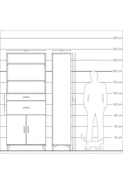 Arges Dolap 4 Raflı 2 Çekmeceli 2 Kapaklı 88x30x221 Antrasit-Antrasit
