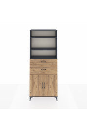 Arges Dolap 4 Raflı 2 Çekmeceli 2 Kapaklı 88x30x221 Antrasit-Çam