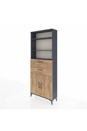 Arges Dolap 4 Raflı 2 Çekmeceli 2 Kapaklı 88x30x221 Antrasit-Çam