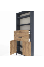 Arges Dolap 4 Raflı 2 Çekmeceli 2 Kapaklı 88x30x221 Antrasit-Çam