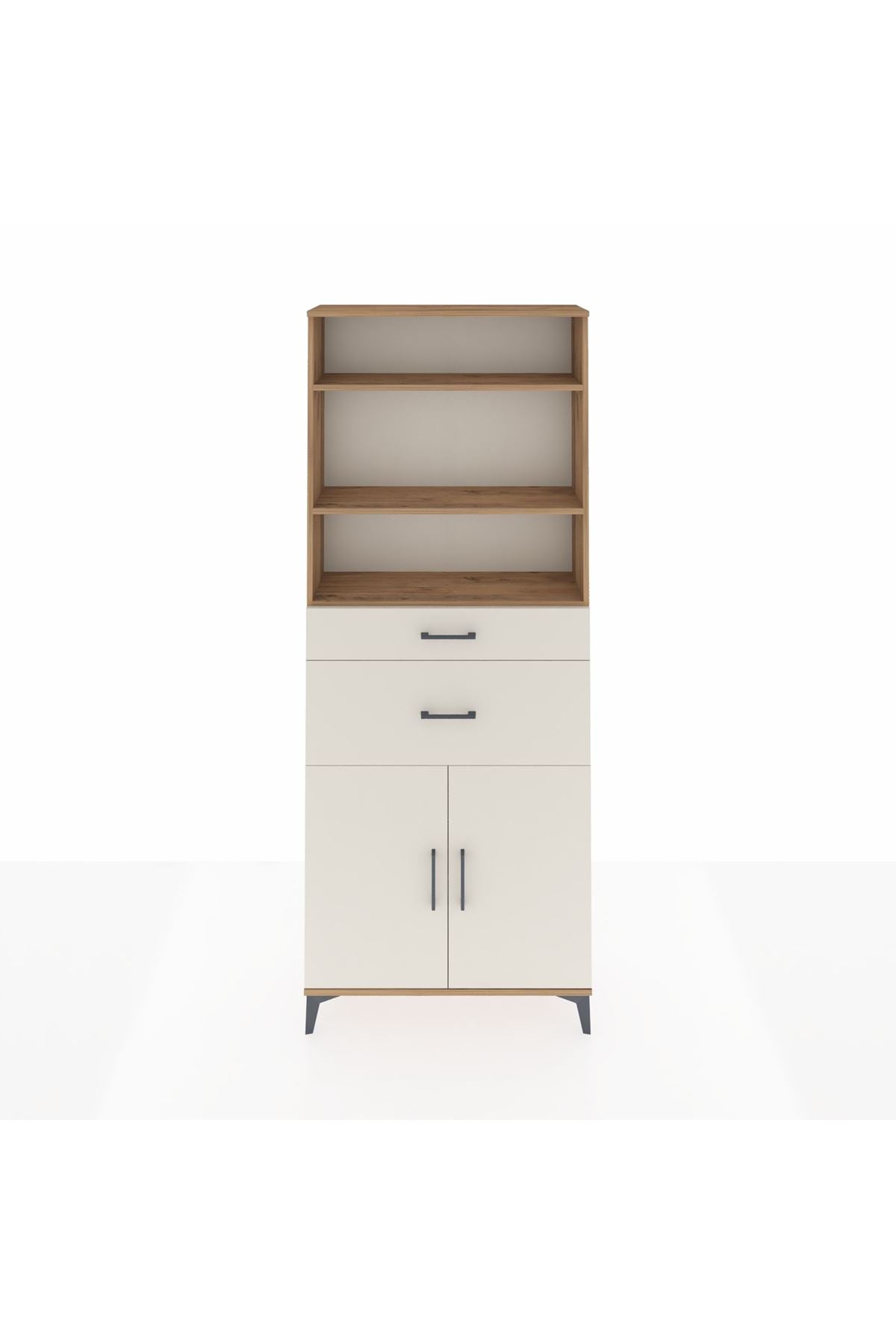 Arges Dolap 4 Raflı 2 Çekmeceli 2 Kapaklı 88x30x221 Çam-Aytaşı