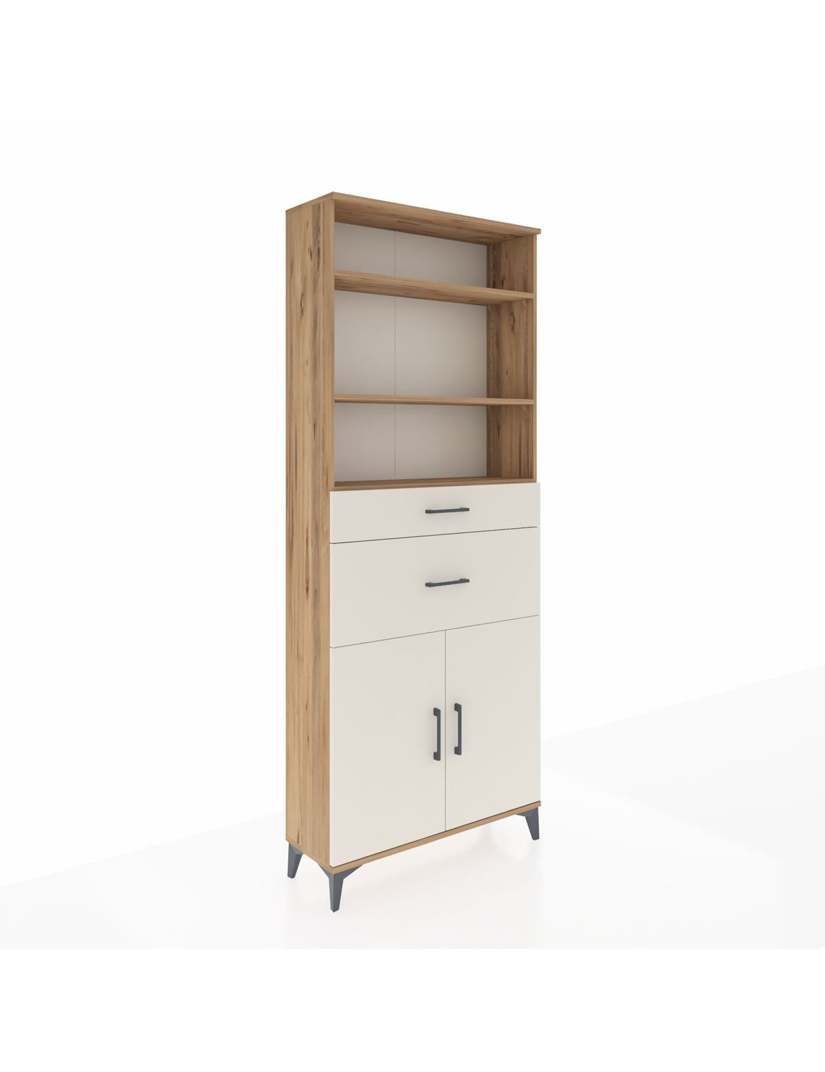 Arges Dolap 4 Raflı 2 Çekmeceli 2 Kapaklı 88x30x221 Çam-Aytaşı