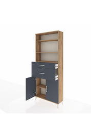 Arges Dolap 4 Raflı 2 Çekmeceli 2 Kapaklı 88x30x221 Çam-Antrasit