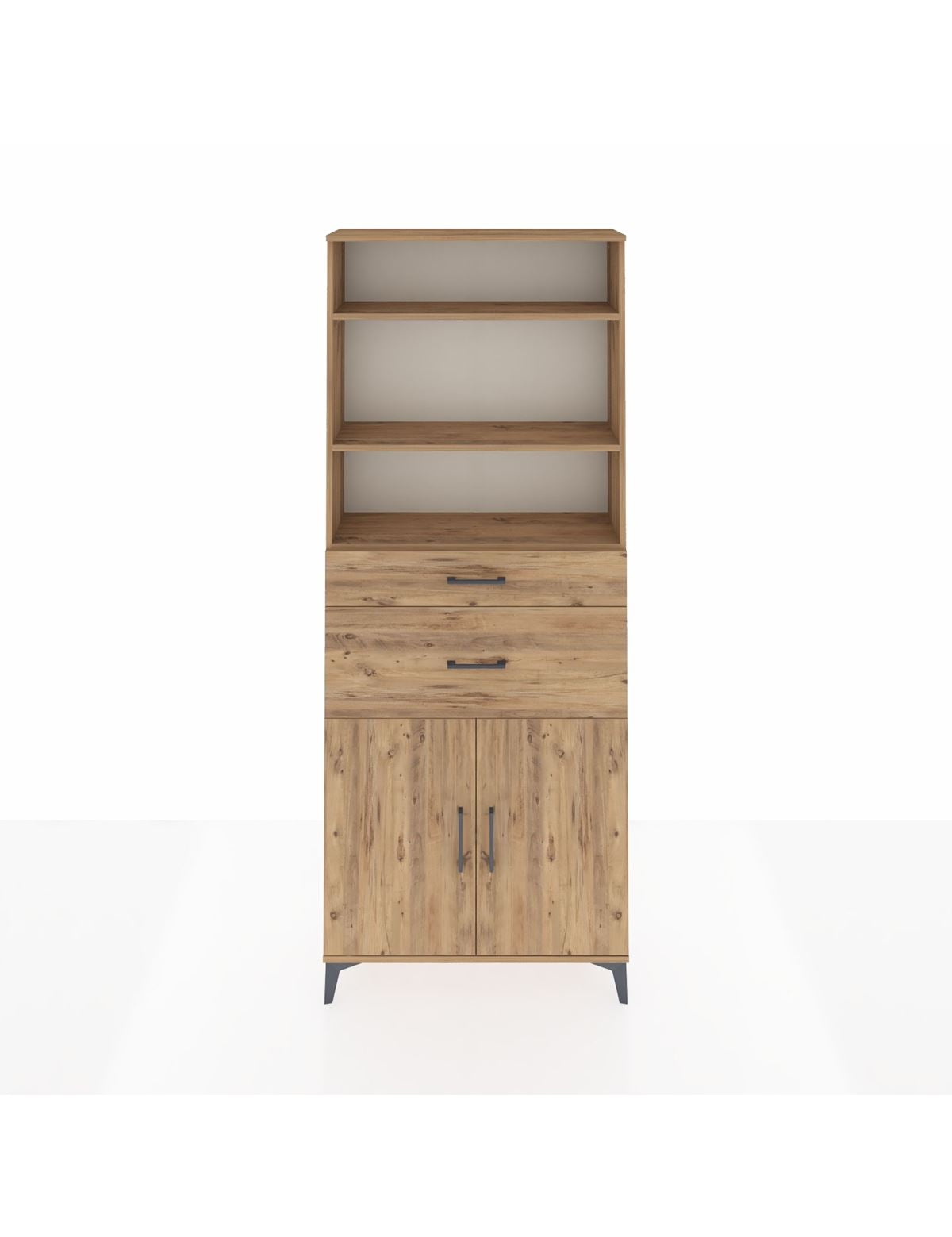 Arges Dolap 4 Raflı 2 Çekmeceli 2 Kapaklı 88x30x221 Çam-Çam